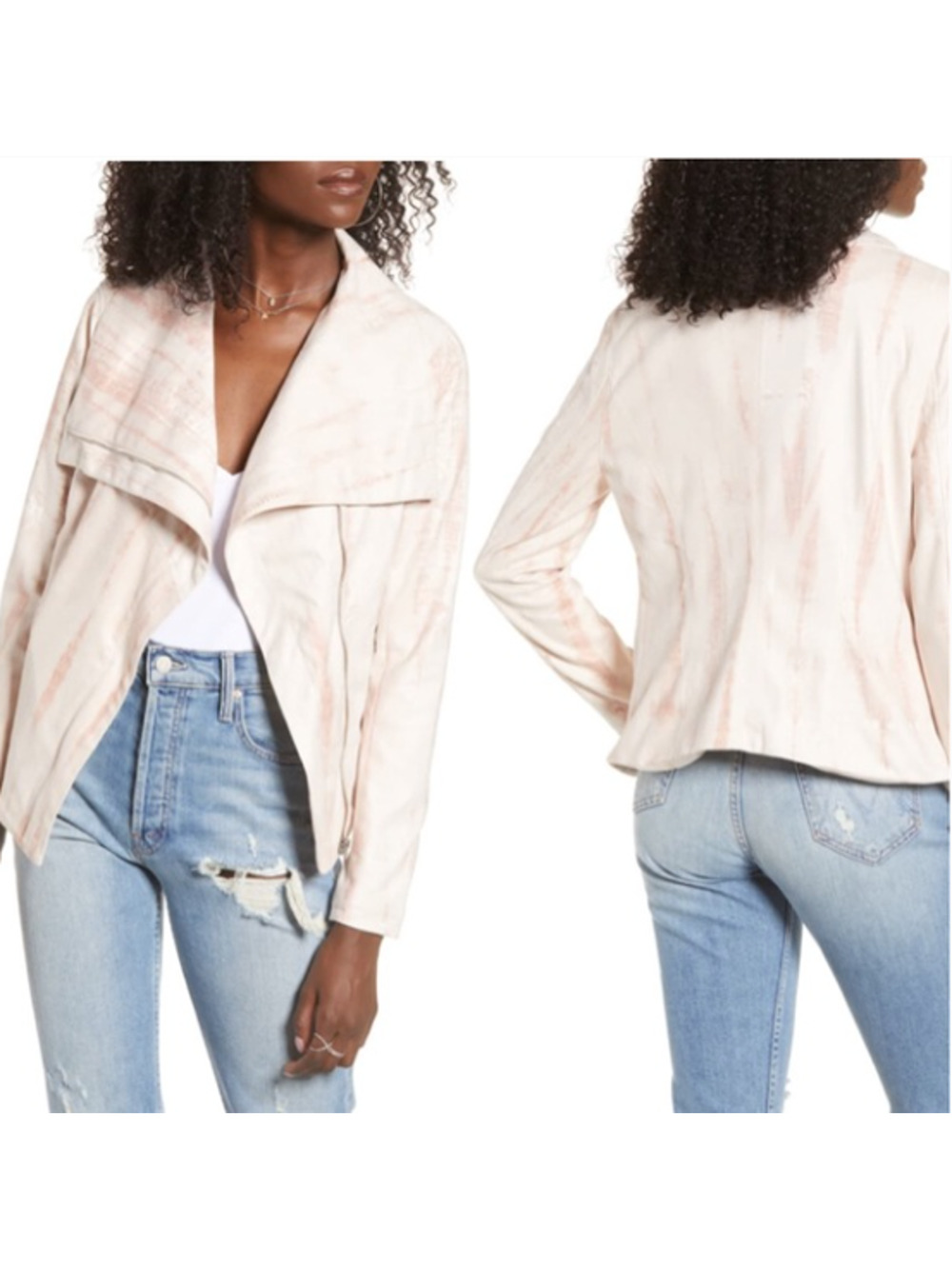 Blank NYC NWT Tie Dye Faux Suede Drape Front Jacket // S